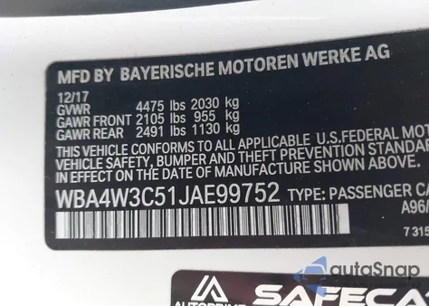 2018 BMW 430I from USA, damaged, VIN WBA4W3C51JAE99752